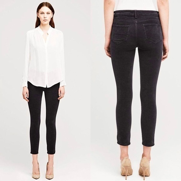 NWT L’AGENCE Margot Charcoal Grey Corduroy Jeans Ankle Cropped Skinny Pants 25 - Picture 1 of 5